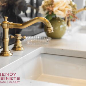 Marble bathroom countertop with luxury faucet