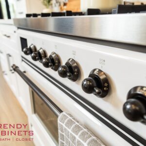 white hob with stainless steel accents