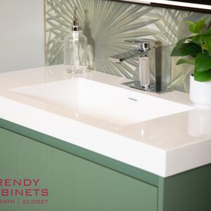 European style bathroom sink with integrated faucet
