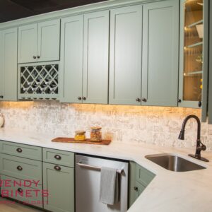 Contemporary walnut green kitchen cabinets with sleek design