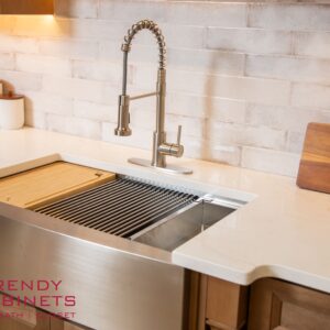 Luxury kitchen faucet with marble countertop and sink