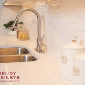 Elegant kitchen faucet with luxury finish and integrated sink