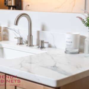 Contemporary bathroom faucet with brushed finish
