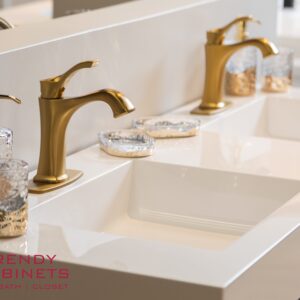Elegant gold bathroom faucet with polished finish