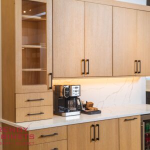 Minimalist coffee corner cabinet with clean lines