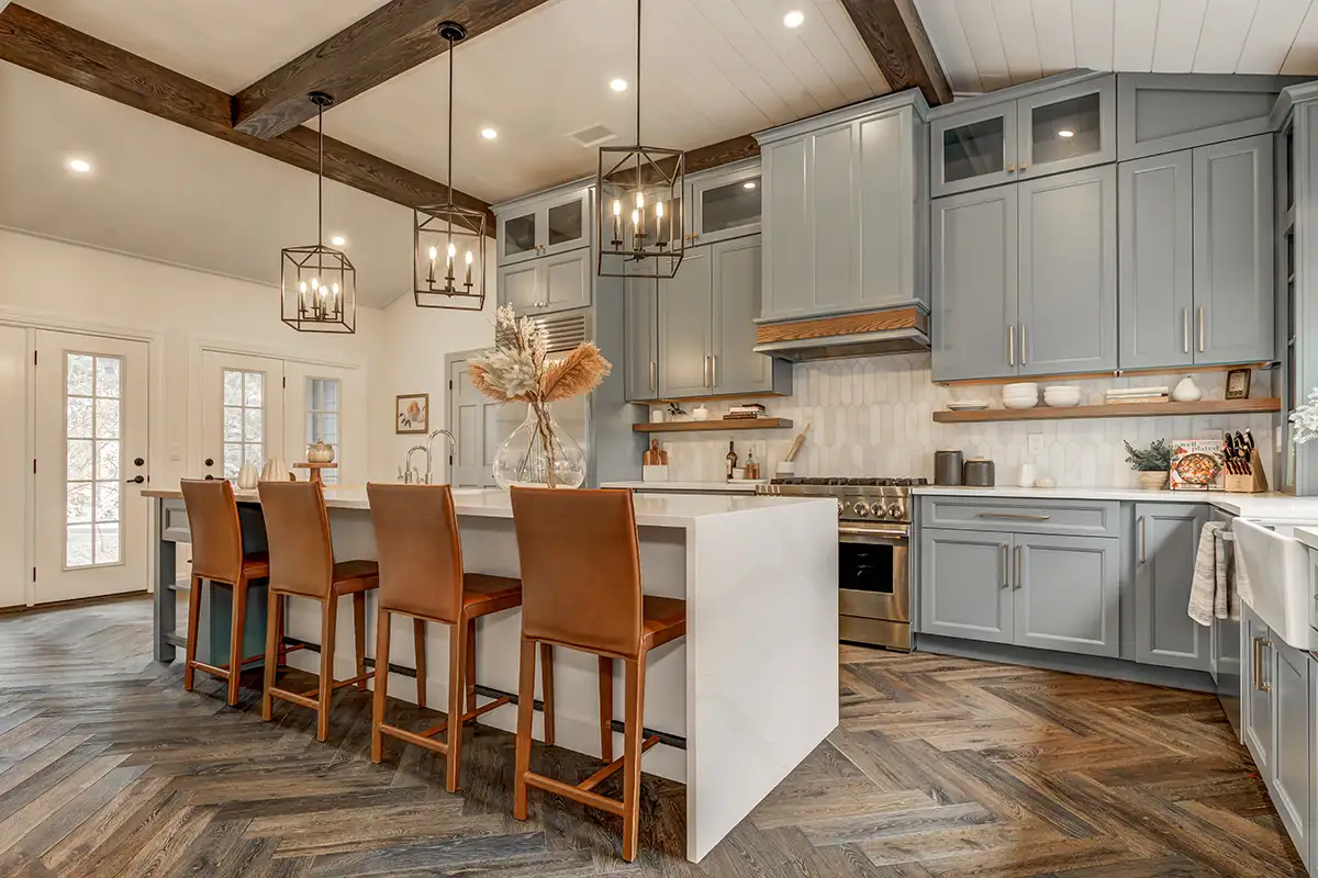 walnut and grey kitchen style 
